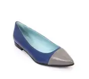Maison Raro 5533 Blue / Gray Leather Pointy Toe Flats Shoes 36 / US 6