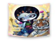 Hindu Goddess Maiden Durga and the Tiger Tapestry