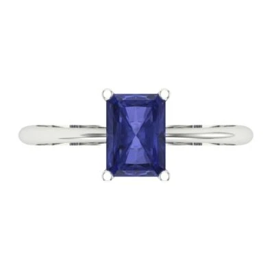 1.0Ct Radiant Cut Tanzanite VVS1 Solid Gold Solitaire Engagement Promise Ring