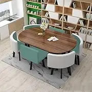 7-Piece Modern Dining Table Set for 6 with Chairs, Oval Conference Office Table, 90 * 150cm Kitchen Reception Table(2)