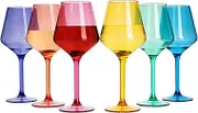 The Wine Savant European Style Crystal,Stemmed Glasses,Acrylic Glasses Tritan Drinkware,Unbreakable Colored,6-Set Shatterproof BPA-Free Plastic,Reusable,All Purpose Glassware,Hand Wash Only 15oz