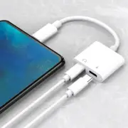 Rapidly Charging 2in1 Dual Type-C USB C to Audio Headphone Jack Adapter Cable US