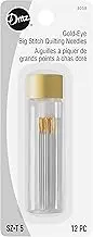 Dritz Gold-Eye Big Stitch Quilting Needles, Size 5, 12 Count
