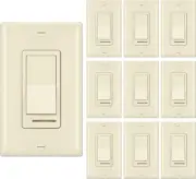 BESTTEN 10 Pack Almond Dimmer Light Switch 3 Way Or Single Pole Dimmer Switches