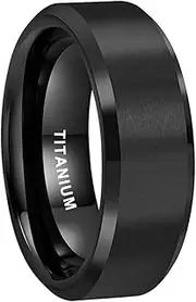 [TUTISS] 8mm Silver/Black/Gunmetal/Gold Titanium Rings for Men Women Engagement Wedding Bands Matte Finish Beveled Edges Comfort Fit