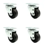 3 Inch SS Phenolic Wheel Swivel Top Plate Caster Set Service Caster Brand