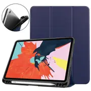 For iPad Air 10.9in (2020) Case, PU Leather Cover, 3-Fold Stand, Sleep/Wake Function, Pen Slot, Dark Blue
