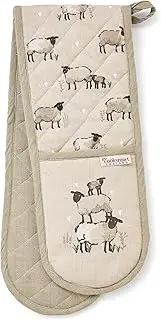 Cooksmart Double Oven Gloves Heat Resistant | British Designed Heat Resistant Oven Gloves | Modern Oven Mitt & Potholder for Home Cooking | Maximum Heat Protection Kitchen Oven Gloves - Highland Sheep