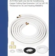 ❄️25 Ft Mini Spilt Line Set, 1/4" & 3/8" O.D. Twin Copper Pipes Ins, AC & Heat