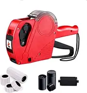 HopingMore 1-Line 8 Digits Price Label Gun w/ 10 Rolls/6000PCS Stickers 3 Inkers,MX5500EOS Labeler w/Protective Strap,Pricing Tag Maker Machine for Office, Retail Shop, Grocery Store(1 Line,RED)