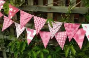 Handmade bunting - Riley Blake Pink fabric - photography, wedding, baby, nursery