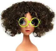 Cosplay Wig Short Curly Hair Dress Up Wavy Headband Wigs Long Straight Black Wigs Cosplay Accessory Prop for Girls Kids Masquerade