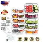 Versatile 30oz Glass Food Storage Containers - Snap-Lock Lids & Stackable Design