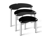 Maginland Set of 3 Nest Glass Coffee Table - Black