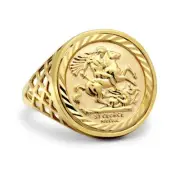 solid 9ct yellow gold 10th Kruger size St George coin ring - this is Not a