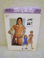 Simplicity #8051 Uncut Sew Pattern Size 14 Girls' Jiffy Top-Stitched Pantdress