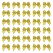 120 Pcs Mini Ribbon Bow 1" Mini Fabric Satin Ribbon Flower Bows, Champagne
