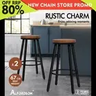 ALFORDSON 2x Bar Stools Retro Kitchen Vintage Chair Industrial Rocio Black