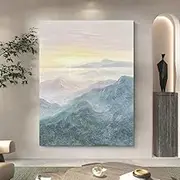 Hand-Painted Oil Painting - Sunrise Landscape Texture Painting Large Size Sofa Background Wall Decorative Painting,Living Room Sofa Background Wall Decoration Painting,As Shown,60 X 90 Cm(24"X36")