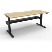 Rapidline Boost + Single Sided Workstation with Cable Tray W1200 x D750 x H620-1270mm Natural Oak Top Black Base