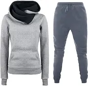 [Generic] Women Interview Clothes Set Set Autumn And Winter Hoodie Athletic Casual Pants Set Elegant Women Pants Suit (Dark Gray, XXL)