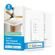 2Pk meross Smart Ceiling Fan Control & Light Dimmer Switch MFC100 Apple Alexa Go