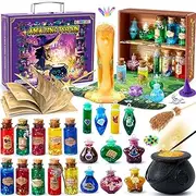B Bascolor Potion Kits for Kids Girls Toys, 20 Magic Themed Witch Mix Potion Bottles/Cauldron/Magic Carry Case, Kids Potion Making Kit, Halloween Christmas Birthday gifts for girls kid age 6 7 8-10-12