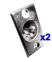 From OZ Quality 2PC XLR 3 Pin Male Wall Rack Panel Mount Plate Metal +FREEPOST
