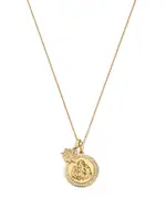 Bloomingdale's Fine Collection Diamond Buddha & Lotus Charms Pendant Necklace in 14K Yellow Gold, 0.33 tcw