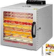 10 Trays Food Dehydrator Machine with Recipe Full Glass Window and Warm Light, Thermostat 30-90℃ Timer 24 Hours Dryer Machine for Fruit Vegetables and Meats Low Energy Usage