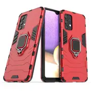 For Samsung Galaxy A32 4G Plastic Shockproof Protective Case, Magnetic Ring Holder, Red