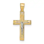 10k Yellow w/Rhodium w/ Rhodium Small Crucifix Pendant