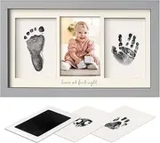 Inkless Baby Hand and Footprint Kit - Handprint, Footprint, Pet Paw Print Pad - Registry, Shower Gifts, Newborn Picture Frame for Girls, Boys (Cloud Gray)
