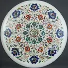 15 Inches Marble Side Table for Office Pietra Dura Art Marble Coffee Table Top