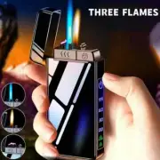 2025 New Windproof Metal USB Lighter Torch Lighter Jet Dual Plasma Arc
