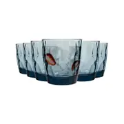 Bormioli Rocco Diamond Dimpled Glass Drinking Tumblers - Ocean Blue - 300ml - Pack Of 12