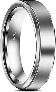 [Fyrddyn] 6mm 8mm 10mm Silver Tungsten Rings Wedding Band Matte Comfort Fit For Men Women Size 4-15.5