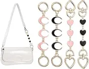 uxcell Bag Extender Chain, 4 Pcs Purse Strap Extenders Heart Moon Shape Chain Purse Making Supplies for Replacement Handbag Shoulder Bag Wallet Decoration, Black/Pink