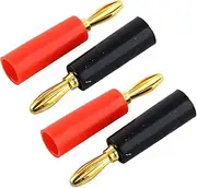 uxcell 4 Pcs Banana Plugs, Speaker Wire Banana Plug Connector Closed Screw Type Speaker Audio Adapter for Speaker, Wire, Home Theater, Wall Plates, Red Black