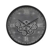 Julian D46cm Round Modern moving cogs wall clock - Grey w/black