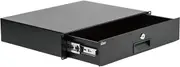 Tecmojo 2RU Rack Drawer, Sliding and Lockable Rack Mount Drawer for 19 inches Network Equipment/Server/AV Rack or Cabinets Enclosure, Load-Bearing 10kg, with Cable Management Holes, Black