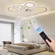 76cm Smart Ceiling Fans with Lights and Remote, Modern Low Profile 6 Reversib...