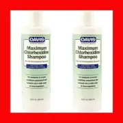 Lot of 2 Davis Maximum 4% Chlorhexidine Medicated Shampoo 12 oz stronger than 2%