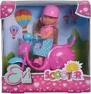 Simba 105733345 Evi Love Scooter, Toy Doll on her Scooter with Helmet, 12 cm, from 3 Years