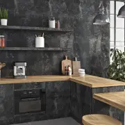 Textured Black Concrete Peel and Stick Wallpaper for Accent Walls