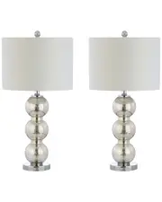 JONATHAN Y Designs Set of 2 Bella 27in Glass Triple-Sphere Table Lamps