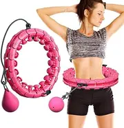 Hula Hoop Fitness Tire Massage Hula Hoop Yoga Weight Loss Artifact Hula Hoop Sports Equipment Perfect for Adults and Kids (Pink+Inertia Ball)
