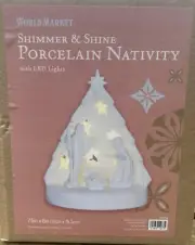 World Market Shimmer & Shine Porcelain Nativity LED Lights NIB