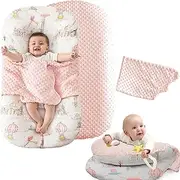 Baby Lounger - Baby Lounger for Newborn - Baby Lounger Pillow - Soft 100% Cotton - Baby Nest - Infant Lounger - Baby Pillow for Newborn - Newborn Lounger - Bassinet Mattress (Pale Pink)