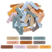 100 Pcs Handmade Leather Labels, Handmade Tags Button 55x15mm, 10 Colors